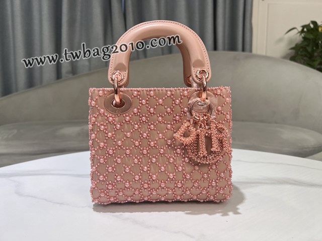 Dior专柜新款Lady女包迪奥高仿原单Lady三格刺绣半颗珍珠手提肩背女包 djfk1262